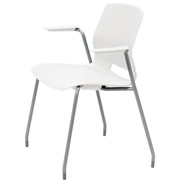 Olio Designs Lola Plastic Stackable Arm Chair in White