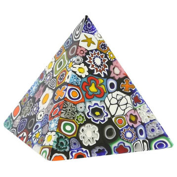 GlassOfVenice Murano Glass Millefiori Pyramid