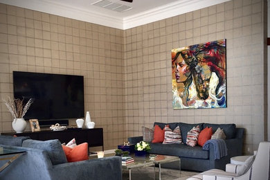 Inspiration for a transitional family room remodel in Miami