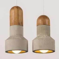 Bentu 'QIE' Concrete Pendant Light - Bamboo - Pendant Lighting