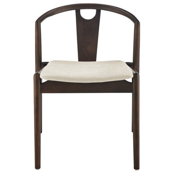 Blanche Side Chair With Natural Fabric Seat and Dark Walnut Frame Set of 1