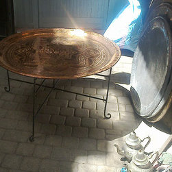 large vintage moroccan copper tea table - Coffee Tables
