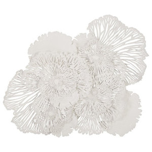 43" Long Flower Wall Art Coral Medium Metal 345