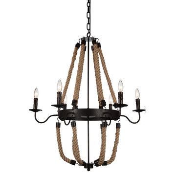 6 Light Chandelier With Rust Finish
