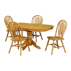 Sunset Trading - Sunset Trading Oak 5 Piece Pedestal Extendable Dining Set DLU-TCP3660-820-LO5PC - Dining Sets