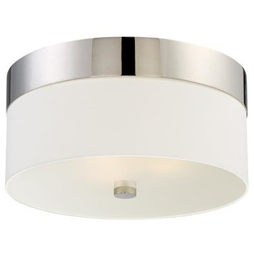 Grayson 3 Light Ceiling Mount in Polished Nickel with White Silk