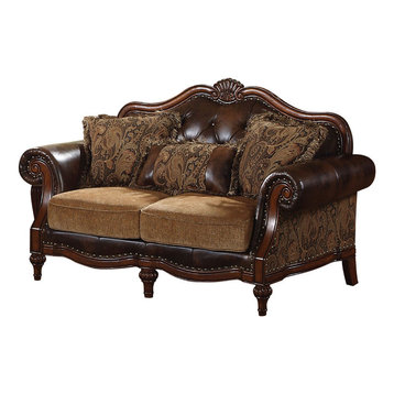 ACME Dreena Loveseat with 3 Pillows, PU and Chenille