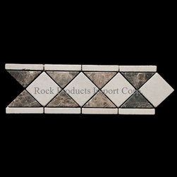 BDT-04  BORDER CREMA MARFIL WITH  EMPERADOR DARK TUMBLED - Accent Trim And Border Tile