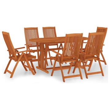 vidaXL Patio Dining set Extendable Table and Chair 7 Piece Solid Eucalyptus Wood