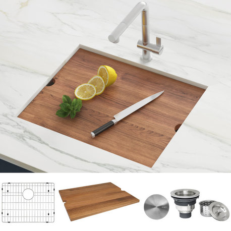 Ruvati 23" Workstation Undermount Stainless Steel Kitchen Sink, RVH8308