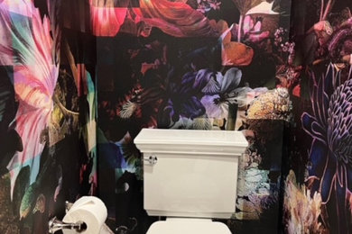 Example of a transitional powder room design in Cleveland