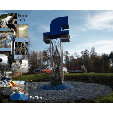Industrial Facebook Sculpture