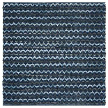 Safavieh Montauk Collection MTK120 Rug, Navy Blue/Black, 4' Square