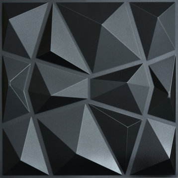 19.7"x19.7" Textures 3D Decorative Wall Panels Diamond Design, Set of 12, Black