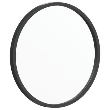 Black 16" Round Wall Mirror