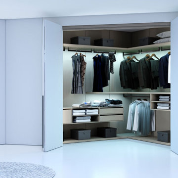 Small Bifold Walk in Wardrobe in Stone Grey Finish by Inspired Elements
