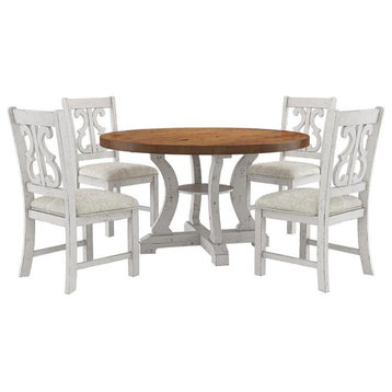 Furniture of America Muschamp Wood 5-Piece Dining Set in Antique White