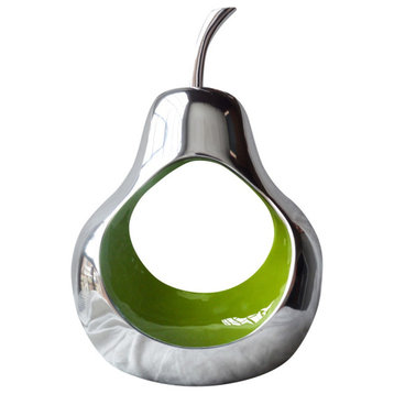 HomeRoots Pear shaped Aliminum Cast Decorative Accent Bowl, Green Intrior