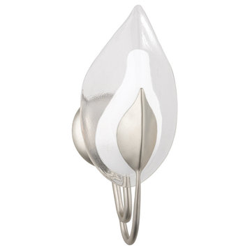 Blossom 1-Light Wall Sconce Silver Leaf Finish Clear Glass