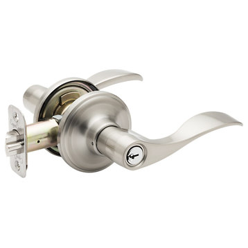 Keyed Entry Lever, Satin Stainless