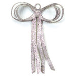 CC Christmas Decor - 16" Christmas Brites Glitter Drenched Silver Bow Decoration - From the Christmas Brites Collection