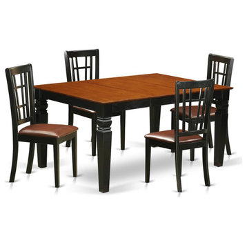 East West Furniture Weston 5-piece Wood Kitchen Table and Chairs in Black/Cherry
