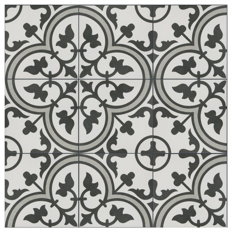 Arte Encaustic Porcelain Floor and Wall Tile, Grey