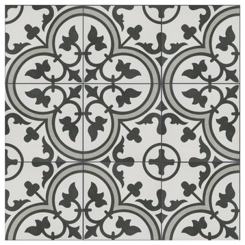 Arte Encaustic Porcelain Floor and Wall Tile, Grey