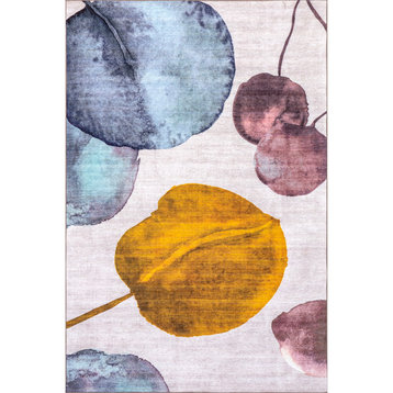 nuLOOM Kristy Leaves Washable Indoor/Outdoor Area Rug, Multicolor 4' x 6'