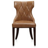 Manhattan Comfort Reine 18.5" Faux Leather Dining Chair in Brown (Set of 2)
