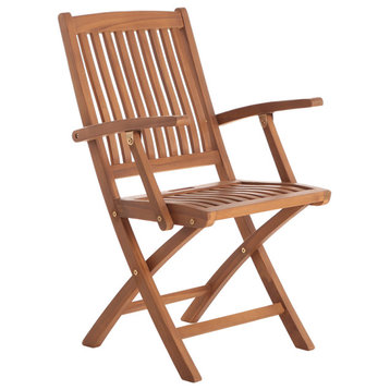Nordic Style Teak Folding Chair with Arm Rests