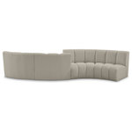 Meridian Furniture - Infinity Boucle Fabric Upholstered 4-Piece S-Shaped Modular Sectional, Brown - Mix and match this Infinity boucle fabric modular chair with other items in the Infinity collection to find the best possible seating solution for your gang. Rich taupe boucle fabric feels welcoming and soft to the skin, so you stay seated comfortably for the big game or while watching your favorite programs. Deep channel tufting adds to the longevity and durability of this modular chair while giving it texture.