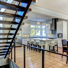 kitchen, stairs, windows
