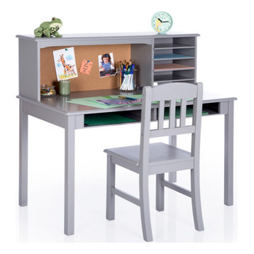 Kids Media Desk and Chair Set - Gray