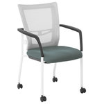 Office Star Products - ProGrid Mesh Back With Padded Gray Fabric Seat Visitors Chair - Provide comfortable attractive seating for your office, waiting reception area, or conference room with the ProGrid� Visitor�s Chair with tough white frame and molded arms. Generously padded seat and breathable back with built-in lumbar support along with contoured armrests will keep your guests at ease.  Complement your existing home office d�cor with our custom fabric options. Dual wheel carpet casters allow you to create multi-use seating options quickly and easily and then roll these chairs back into place.