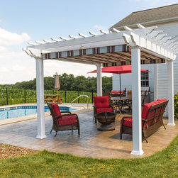 Poolside Pergola with Retractable Shade Canopy/Awning - Pergolas