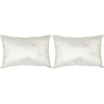 Quilted Medallion Pillows, Set of 2, White, Down Feather Filler