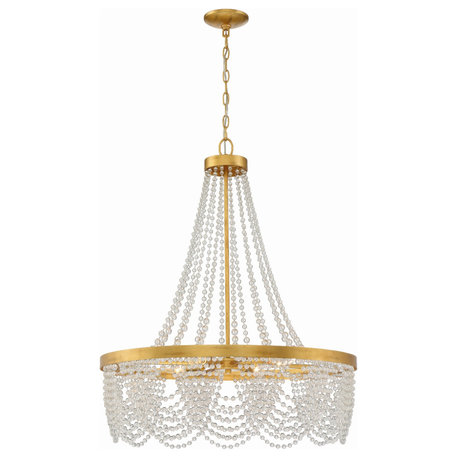 Crystorama Lighting Group FIO-A9104-CL Fiona 4 Light 27"W Beaded - Antique Gold