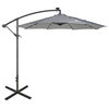WestinTrends 10Ft Outdoor Patio LED Solar Light Cantilever Hanging Umbrella, Black/White