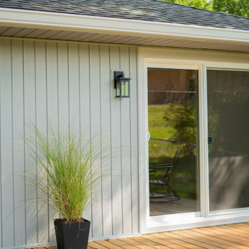 Harbor Gray Siding + New Front Door, Sliding Door, & Bay Window