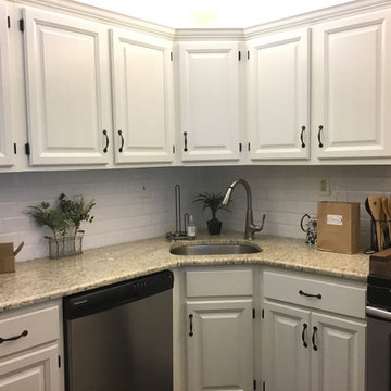 Oak cabinets finished in Simply White