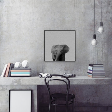 "Elephant Surprise II" Floater Framed Painting Print on Canvas