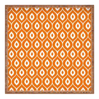 Deny Designs Aimee St Hill Leela Orange Indoor/Outdoor Square Tray, 12 x 12