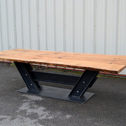 Live Edge Sycamore Conference Table With I Beam Base - Table Tops And Bases