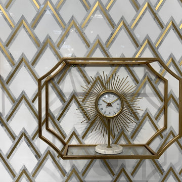 ART DECO INSPIRED TILE AS ACCENT WALL FOR BAR AREA