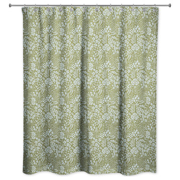 Green Dainty Floral 71x74 Shower Curtain