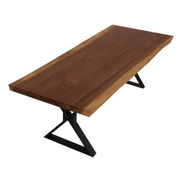 Gloucester Solid Wood Iron Base Large Live Edge Dining Table