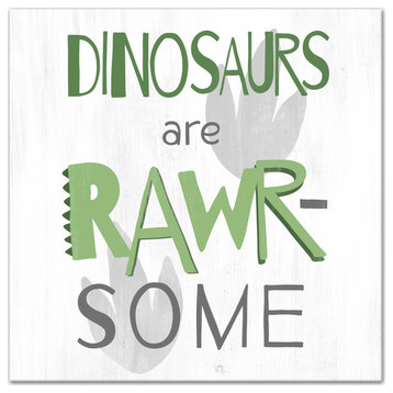 Dinosaurs Are Awesome Green 12x12 Canvas Wall Art