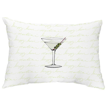 Martini Glass Text Fade 14"x20 Abstract Decorative Outdoor Pillow, Light Green