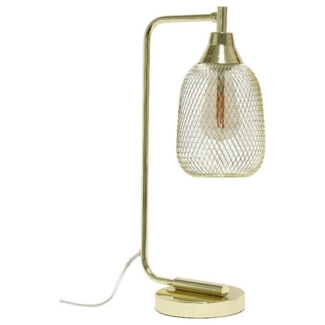 Elegant Designs Mesh Wire Desk Lamp Gold